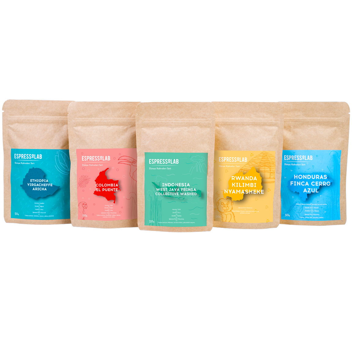 World Coffees Set - 5 Packages (250 gr)